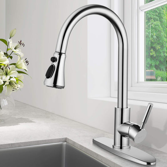 Single Handle Kitchen Faucet, Stainless Steel