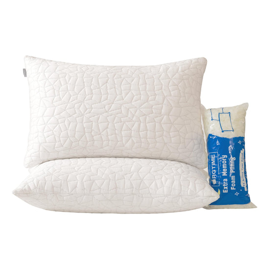 RGTIME Shredded Memory Foam Pillows, Standard Size Set of 2,Adjustable Bed Pillows for Side Back Stomach Sleepers,Comfy Cooling Pillows for Sleeping with Washable Cover…