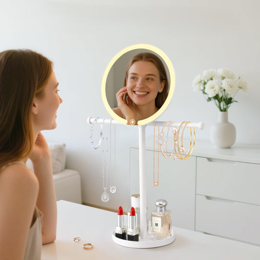 2 in 1 Lighted Jewelry Organizer Stand with Mirror