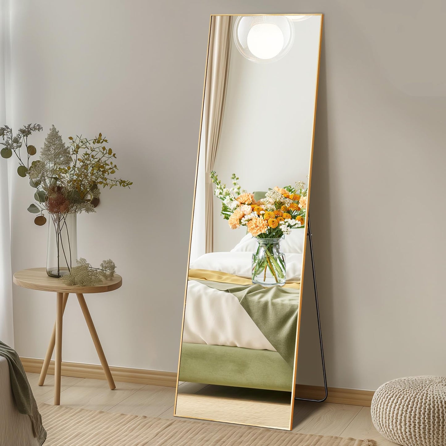 DUMOS Full Length Mirror with Stand, 64"x21" Floor Mirror with Aluminum Alloy Frame