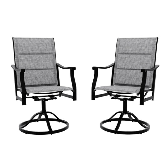Patio Swivel Dining Chairs Textilene High Back Set of 2