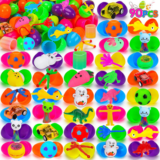 90PCS Prefilled Easter Eggs with Toys Inside