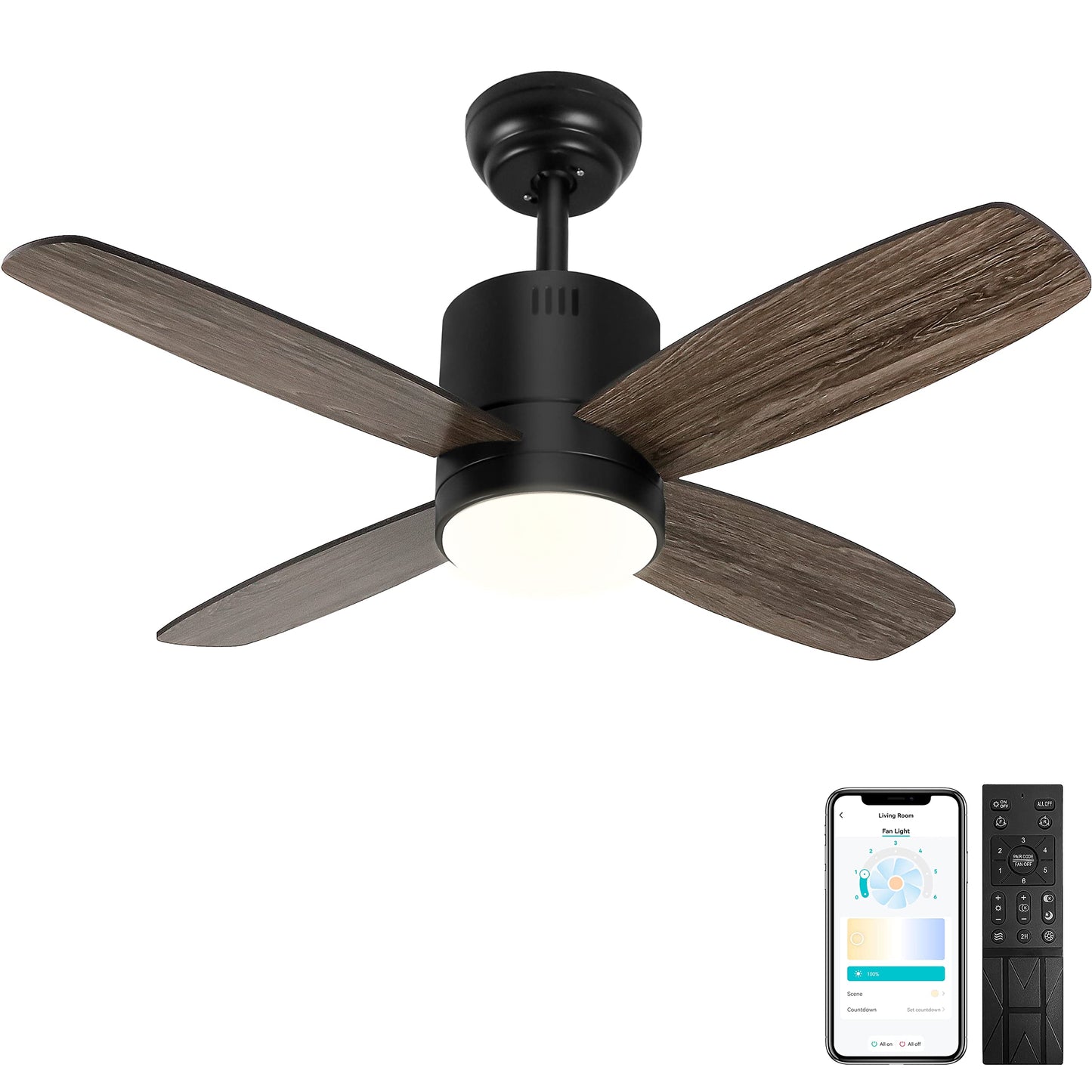 Ceiling Fan With Dimmable Lights, Remote And APP Control