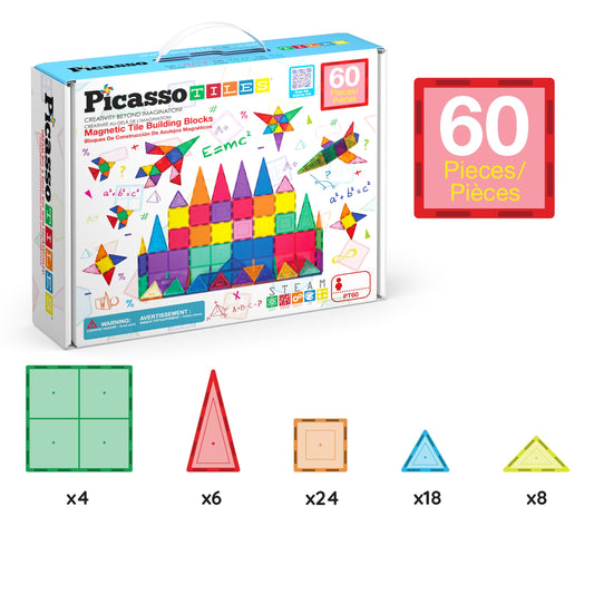 PicassoTiles 60pcs Magnet Building Tiles