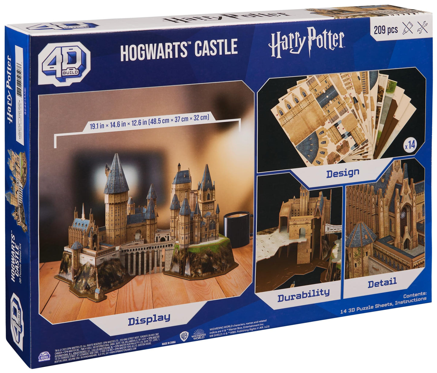 4D Build, Harry Potter Hogwarts Castle 3D Puzzle Model Kit 209 Pcs Harry Potter Gifts Desk Decor Building Toys 3D Puzzles for Adults & Teens 12+