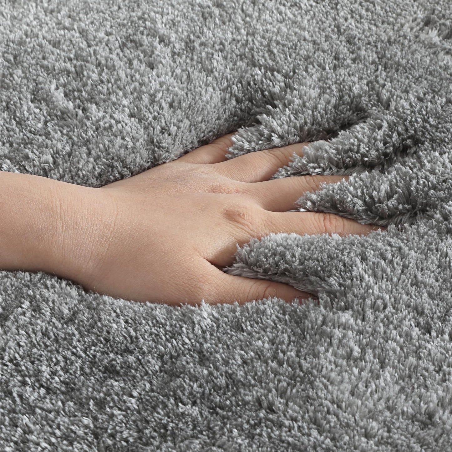 Lahome Fluffy Fuzzy Rug 5x7 Area Rugs for Living Room, Grey Faux Fur Rug for Kids Bedroom with Rubber Backing, Ultra Soft Non-Shedding Plush Shaggy Carpet for Dorm Home Office