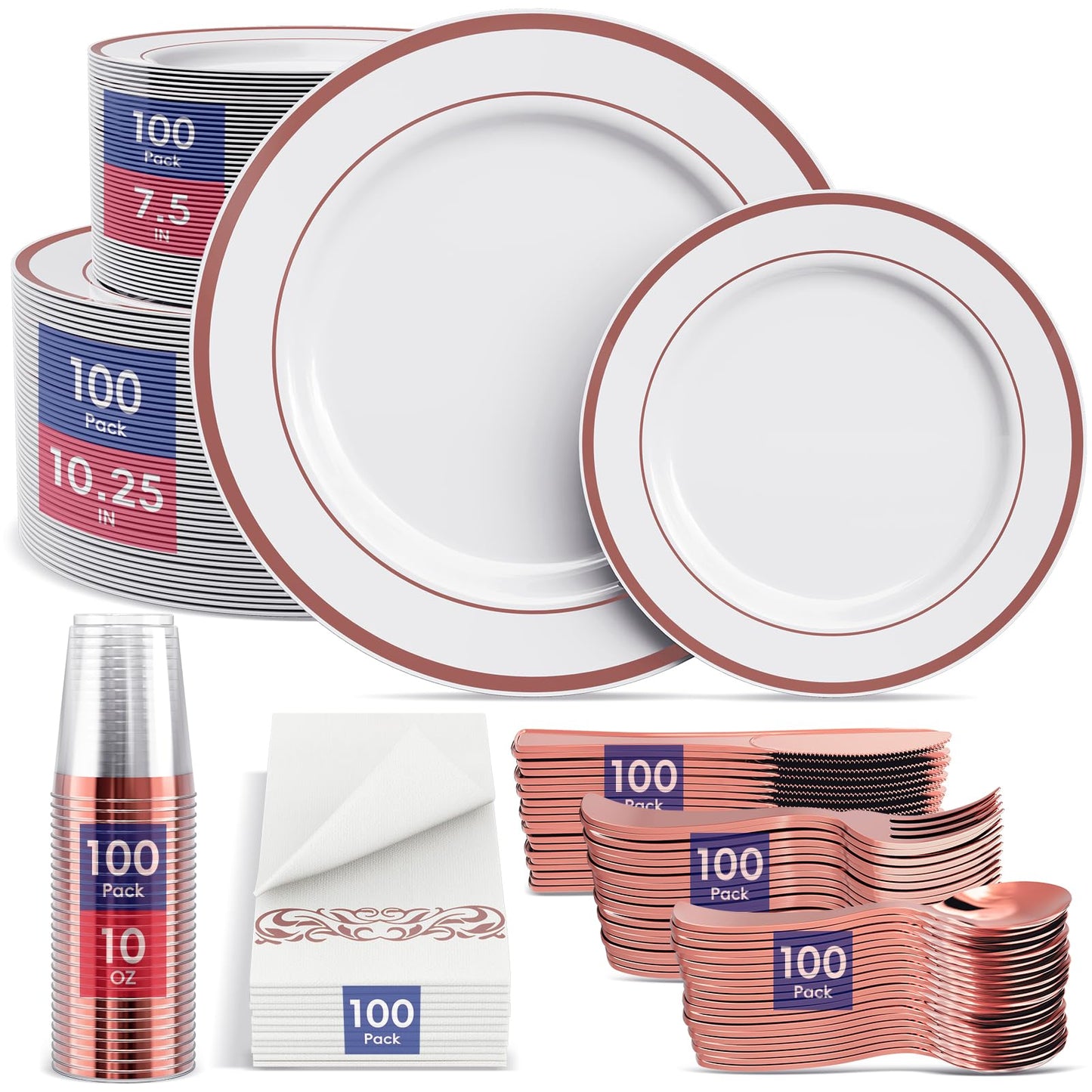 Rose Gold Disposable Dinnerware Set – 700-Piece
