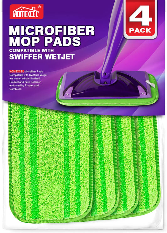 HOMEXCEL Microfiber Mop Pads, 4 Pack