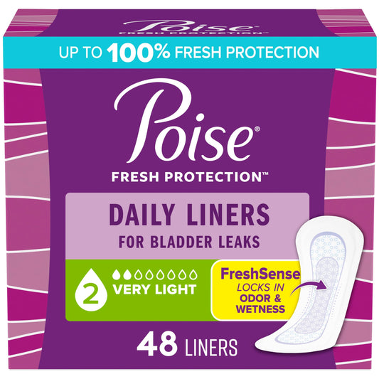 Poise Daily Liners, 2 Drop Very Light Absorbency, 48 Count