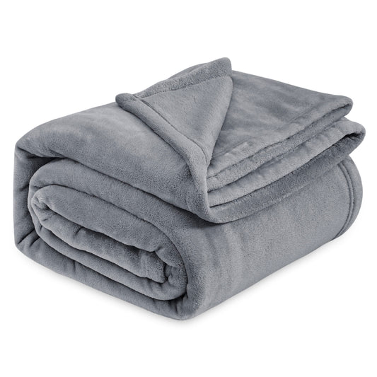 Bedsure Fleece King Size Blanket Grey - Soft Lightweight Plush Cozy Fuzzy