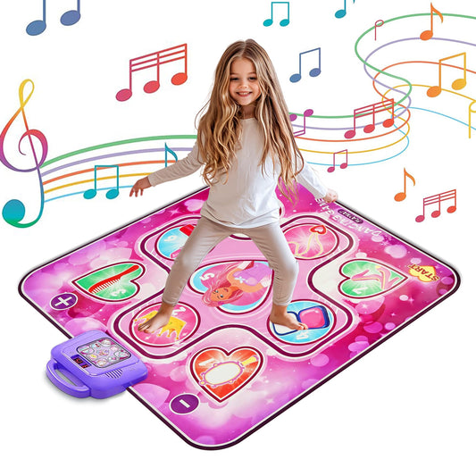 Dance Mat For Kids Ages 4-8 Year Old, Dance Pad For Girls, Toddlers, Music Mat, Dancing Mat with LED Lights, Adjustable Volume, Built-in Music, Dance Gifts For Girls, Dance Mat For Toddlers 3-5, 8-12