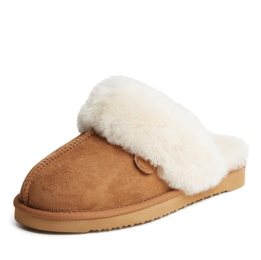 Dearfoams womens Fireside Sydney Shearling Indoor/Outdoor Water Resistant Scuff Slippers