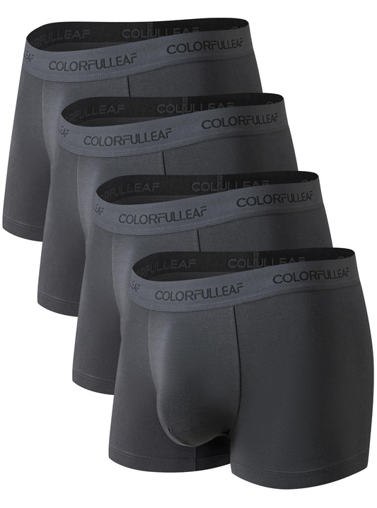COLORFULLEAF Men's Bamboo Underwear Ultra Soft Comfy Breathable Bamboo Rayon Trunks in 4 Pack(4Dark Grey,Small)