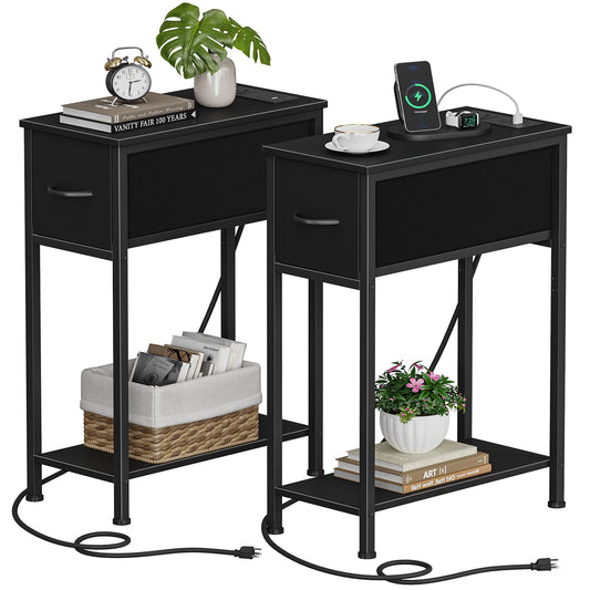 End Table Set of 2 with Charging Station