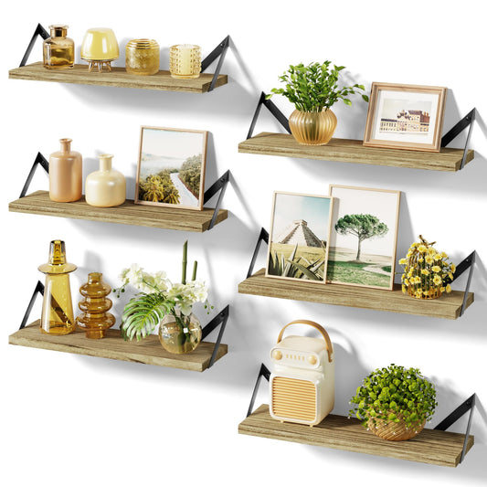 Set of 6 Floating Shelves for Wall Decor