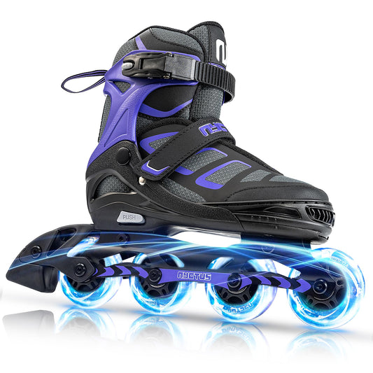 NYCTUS Inline Skates for Girls and Women, Inline Skates for Adult Female, Fun Illuminating Skates for Girls Ages 8-12 with Full Light up Wheels