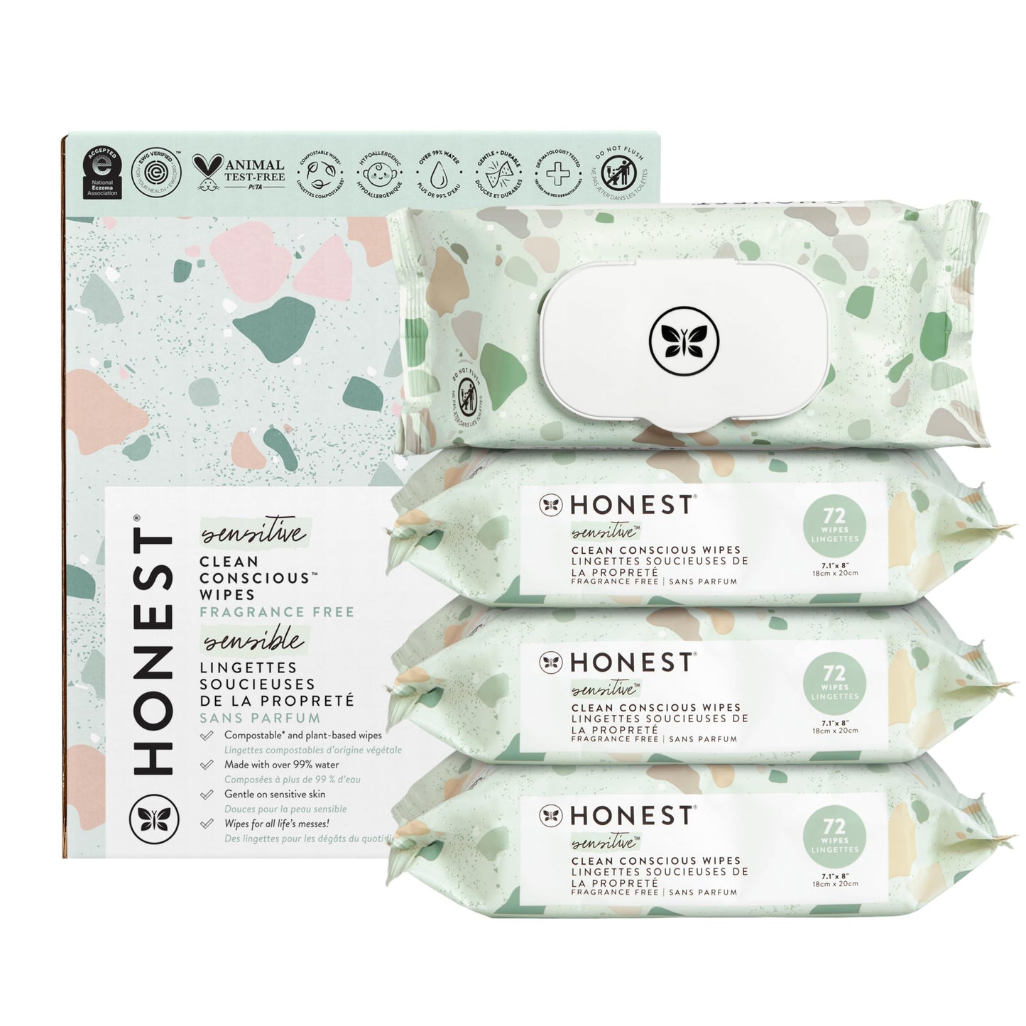 The Honest Company Clean Conscious Wipes, Hypoallergenic, 4 Pack