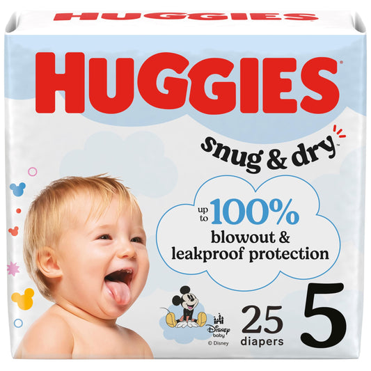Huggies Size 5 Diapers, Snug & Dry Baby Diapers 25 Count