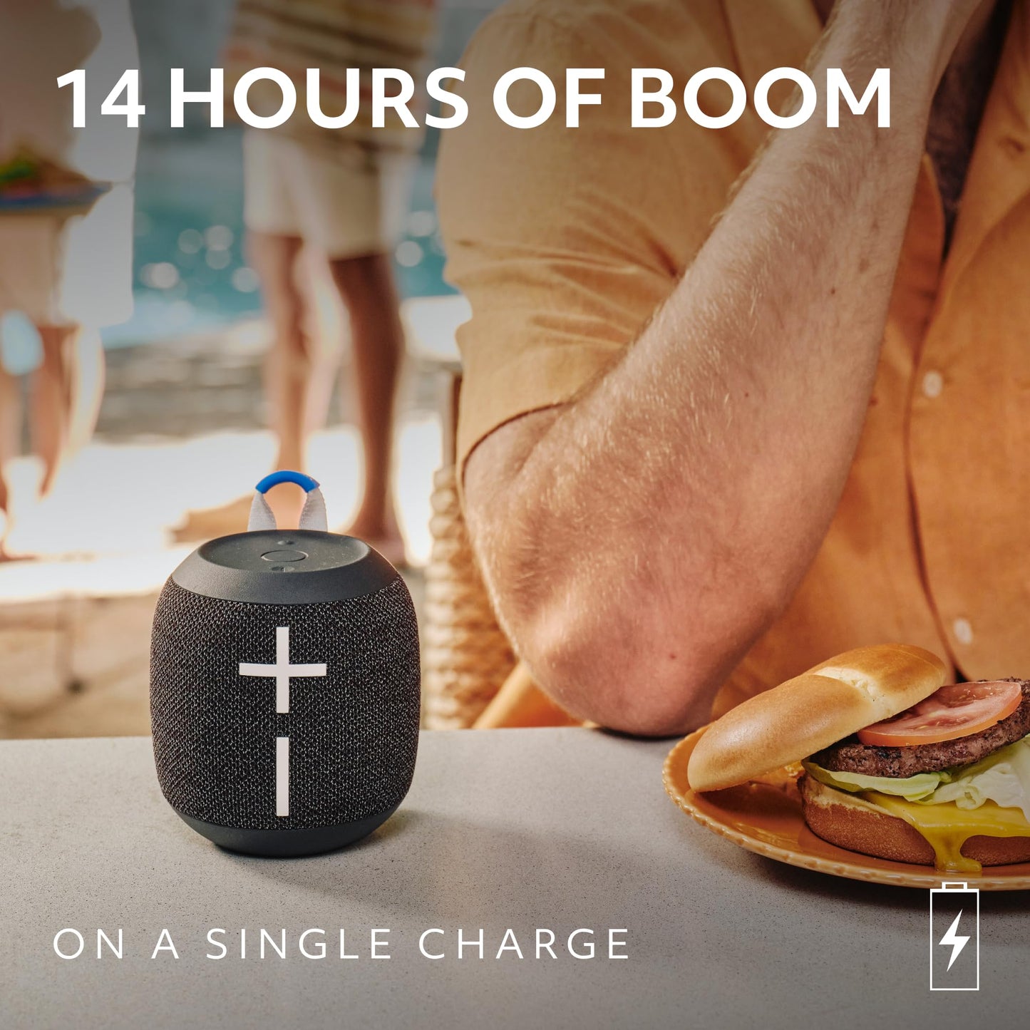 Ultimate Ears WONDERBOOM 4 Portable Waterproof Bluetooth Speaker with Big Bass and 360-Degree Sound, Dustproof Floating Speaker with 131ft (40m) Range - Blue