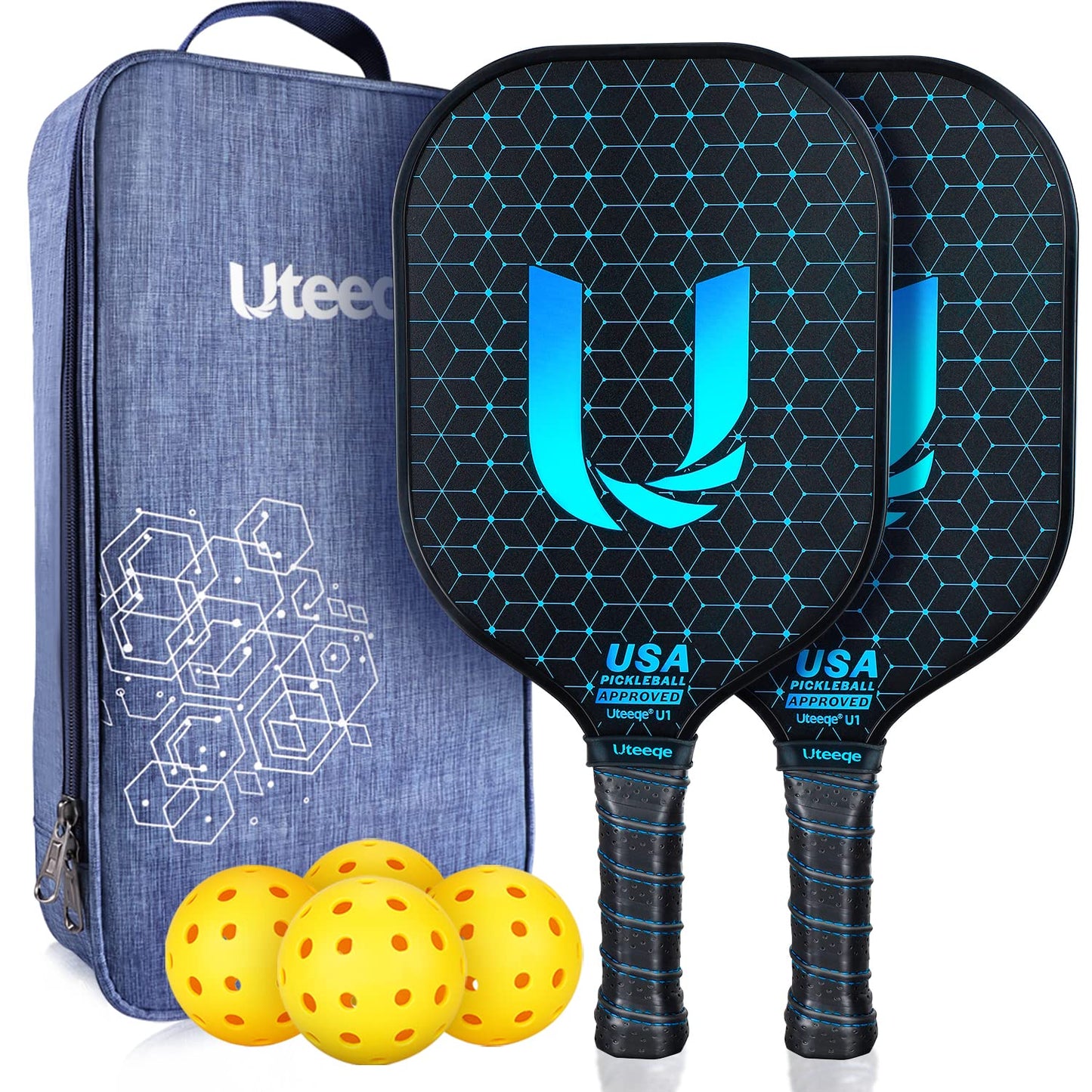 Pickleball Paddle Set – 2 Graphite Paddles + Balls & Bag