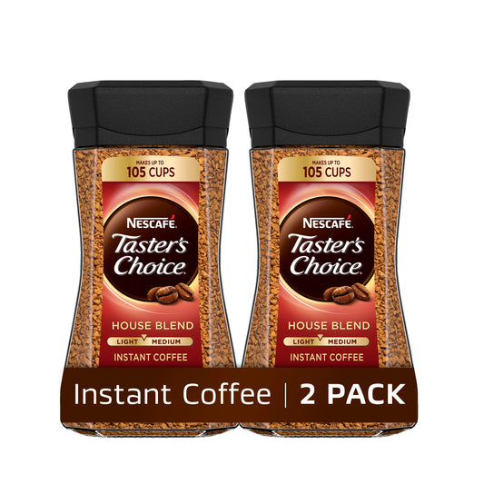NESCAFÉ Taster's Choice Instant Coffee Light Medium Roast, House Blend, 2 Jars (7 Oz Each)