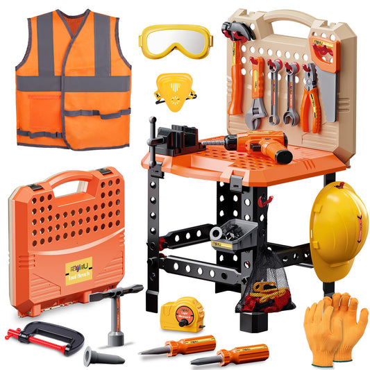 Magic4U 95PCS Kids Tool Bench Set, With Electronic Drill