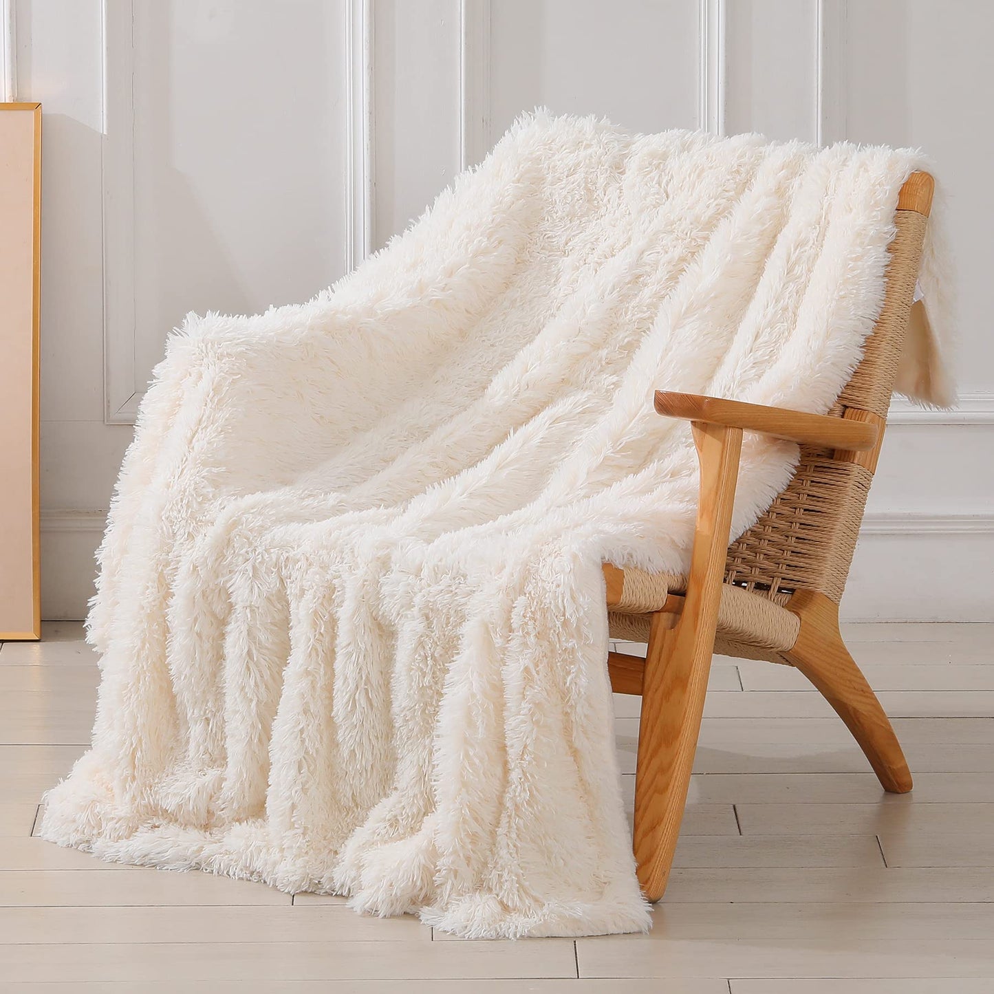 Extra Soft Fuzzy Faux Fur Throw Blanket 50" x 60"