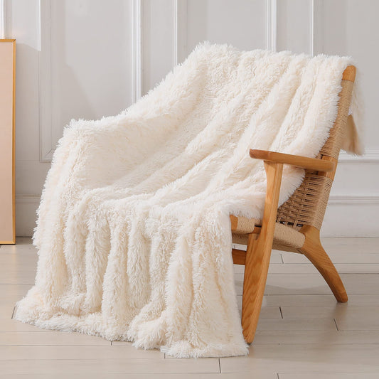 Extra Soft Fuzzy Faux Fur Throw Blanket 50" x 60"