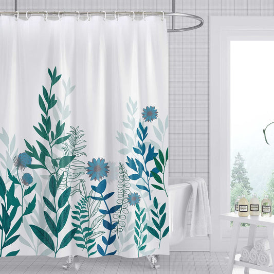 ROCK CLOUD Floral Leaves Shower Curtain Plant Waterproof Flower Fabric Bathroom Curtains Set with 12 Hooks Decorative Botanical Leaf Pattern Machine Washable 72" X 72"