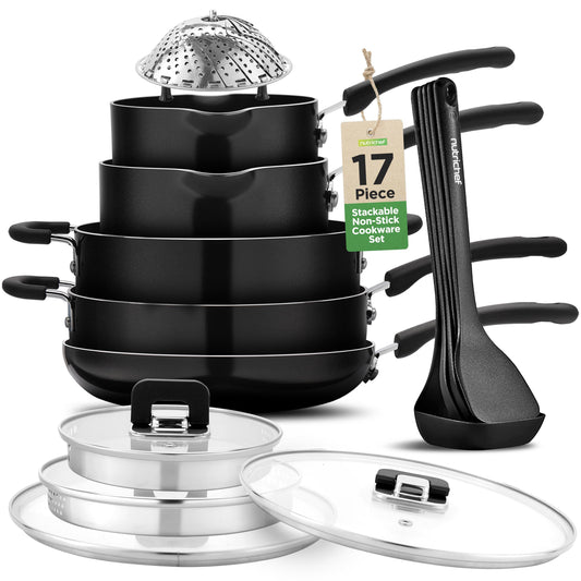 EXPIERD‼️❗️ NutriChef Kitchenware Cookware 17-Piece Stackable Set