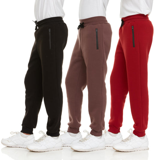 3Pack Boys Joggers with Zipper Pocket & Drawstring