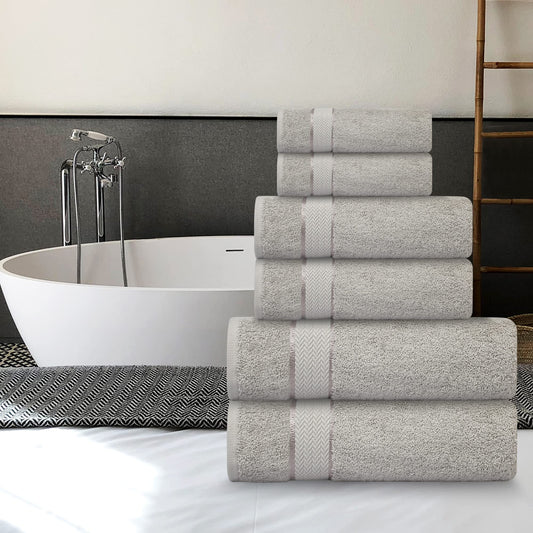 Bath Towels Set. 100% Cotton - 2 Bath Towels, 2 Hand Towels & 2 Washcloths-Large