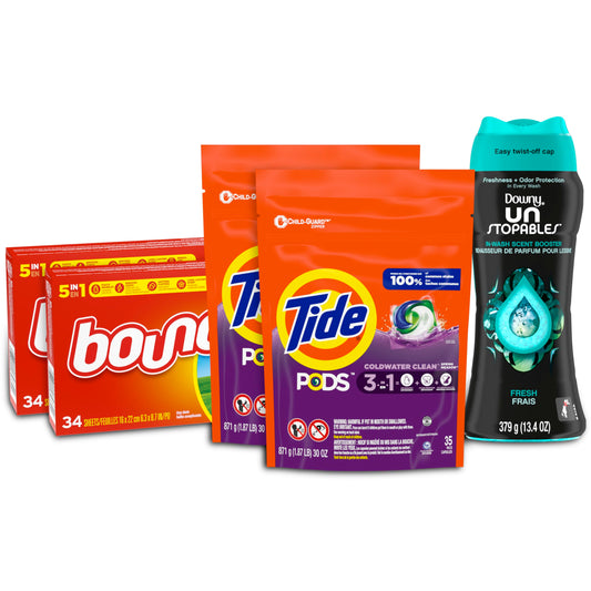 Tide Pods, Downy Beads and Bounce Sheets Bundle