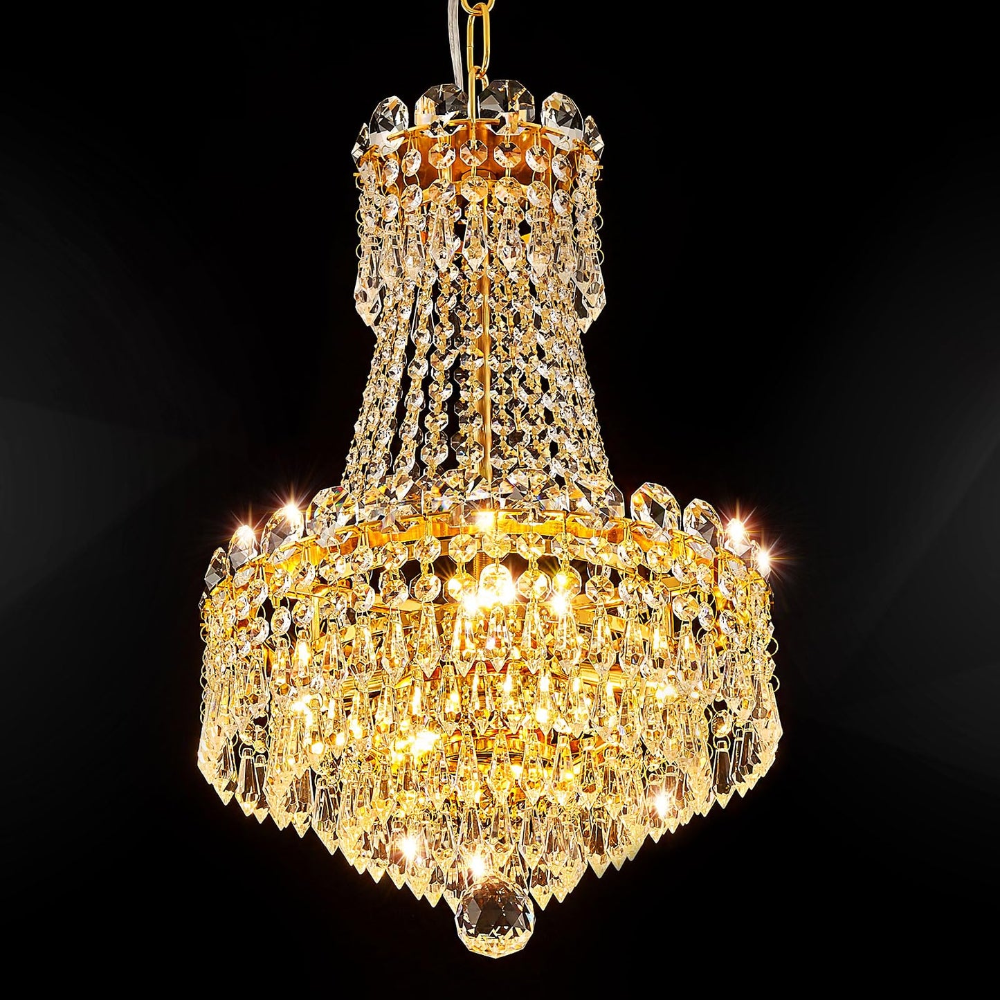 CEENWE 5 Light Gold Fish Crystal Chandelier,French Empire Style Chandeliers,Classic K9 Crystals Rain Drop Fixture for Living Room Foyer Entryway Hotel