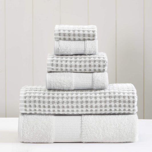 6-Piece Yarn Dyed Cobblestone Jacquard Towel Set