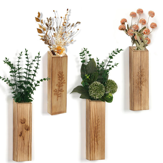 4Pcs Wood Wall Planters