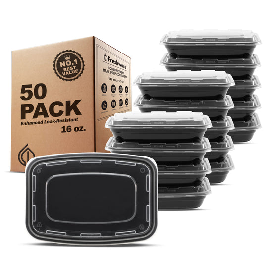 Freshware Meal Prep Containers [50 Pack] (16 oz)