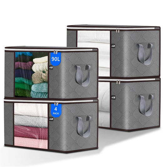 4 Pack 90L Large Storage Bins With Lids