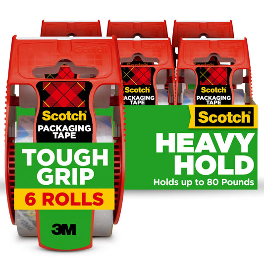 Scotch Tough Grip Packing Tape, 6 Rolls