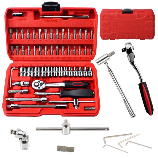57 Piece Socket Set +1PCS, Magnetic Pick-Up Tool