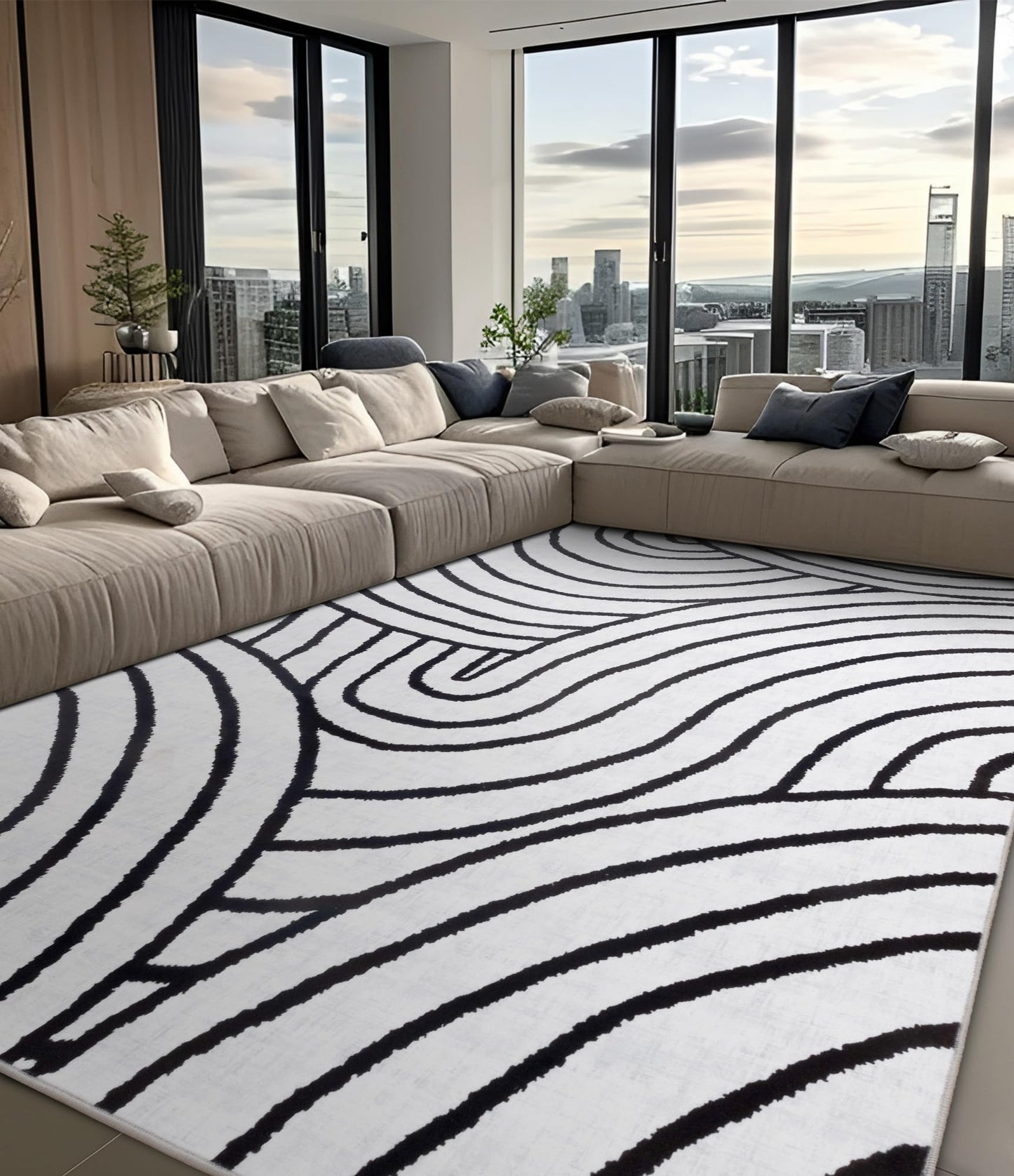 Modern Abstract Washable Rug