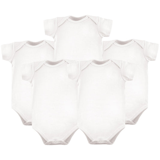 Hudson Baby Unisex Baby Cotton Bodysuits, White, 6-9 Months