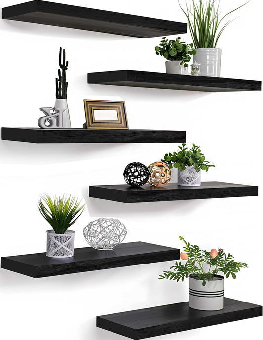 Wooden Wall Shelves, Set of 6