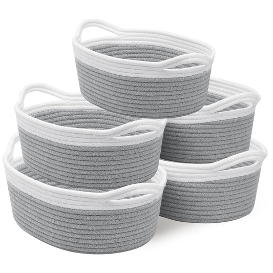 5 Pack Cotton Rope Room Shelf Storage Basket