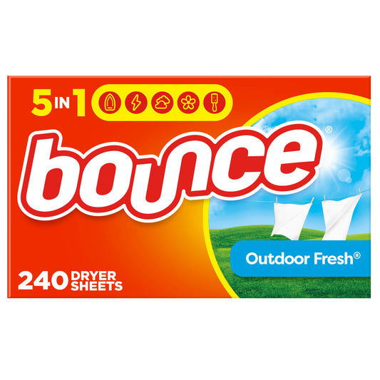 Bounce Dryer Sheets Laundry Fabric Softener, Outdoor Fresh, 240 Count