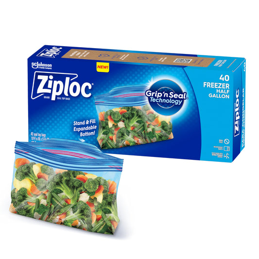 Ziploc Half Gallon Food Storage Freezer Bags - 40 Bags