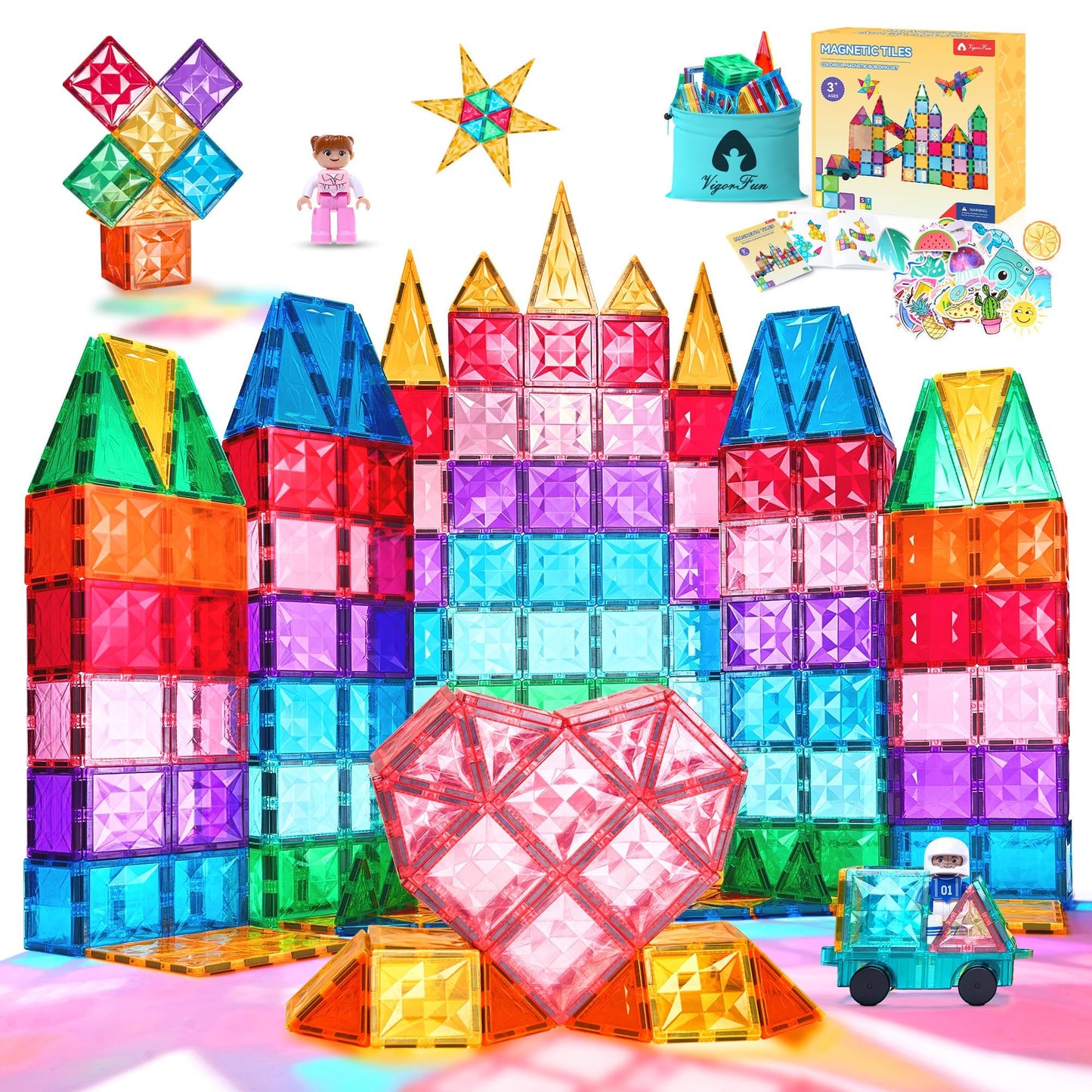 Magnetic Tiles Building Blocks Set – 126-Piece