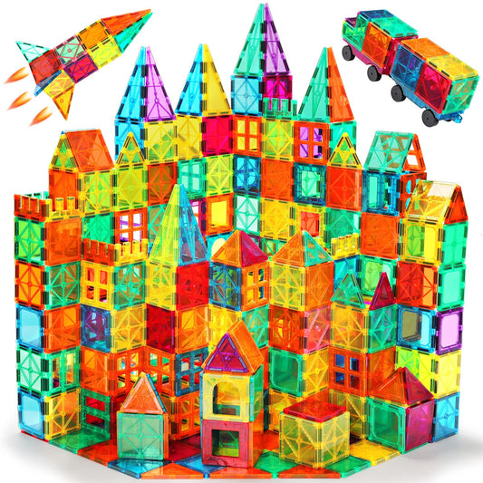 100PCS Magnetic Tiles Building Set With 2 Cars