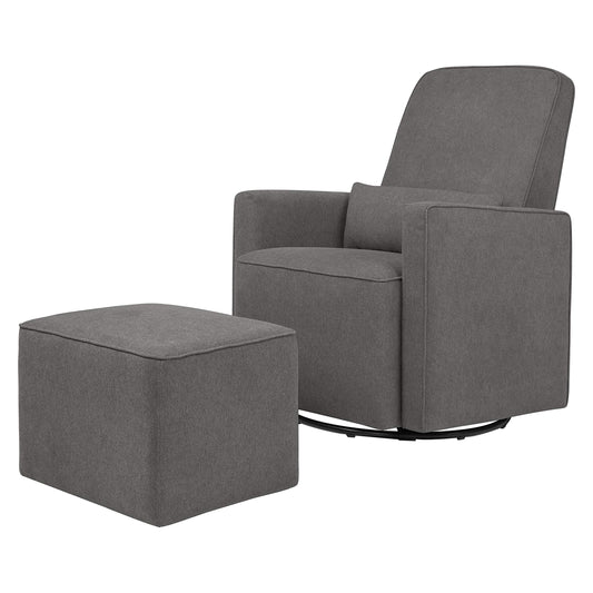 DaVinci Olive Glider Chair & Ottoman – Dark Grey