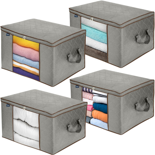 Large Capacity 4 Pack Clothes Storage Bag Organizer with Strong Handle